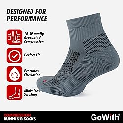 GoWith 2 Pairs Unisex Running Socks, Anti-Blister