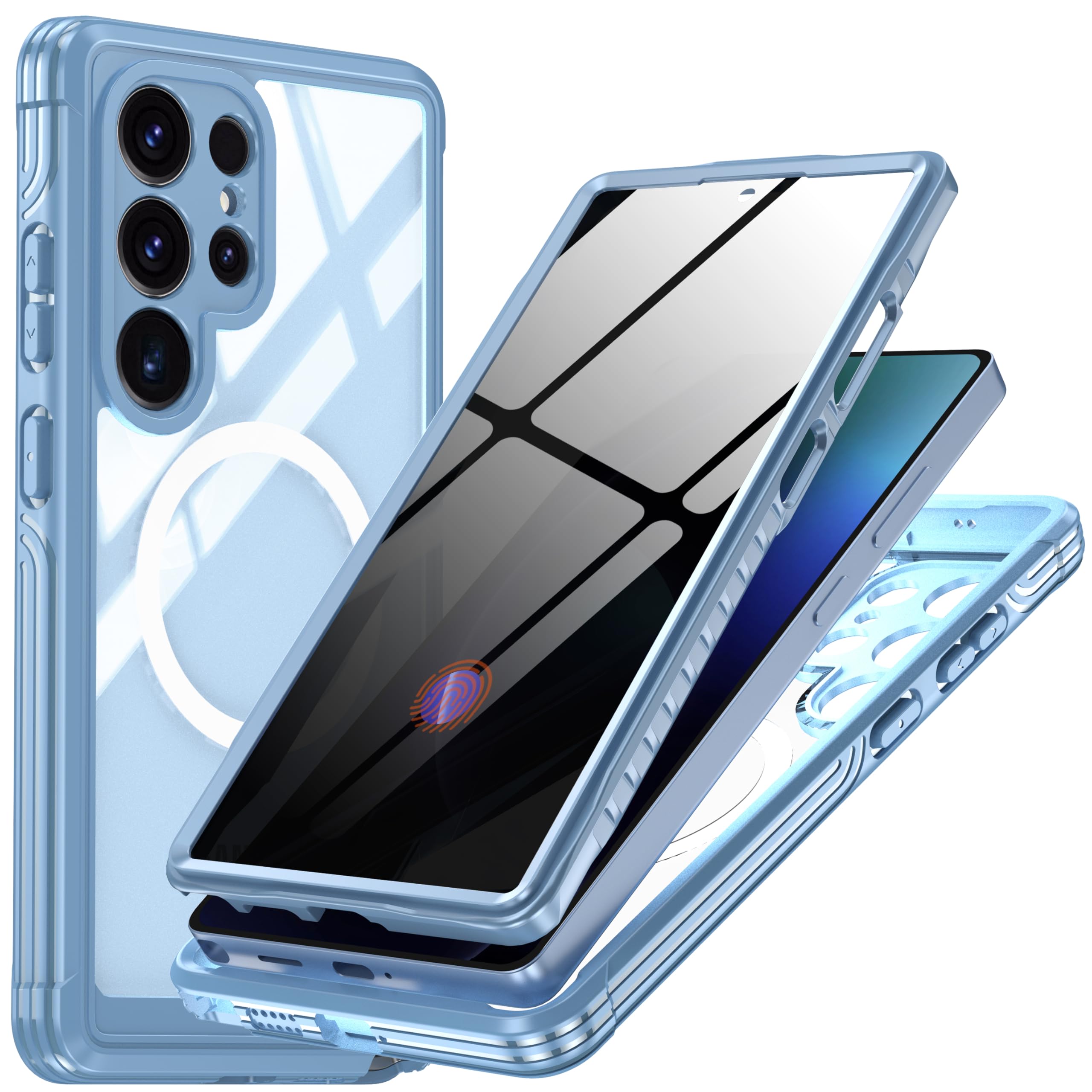 Magnetic Privacy Case for Samsung Galaxy S25 Ultra, Military Grade Protection, Fit for MagSafe, Anti Peep Privacy Screen Protector Soft Edge Full Camera Lens Protected Shockproof Anti Spy Phone Case