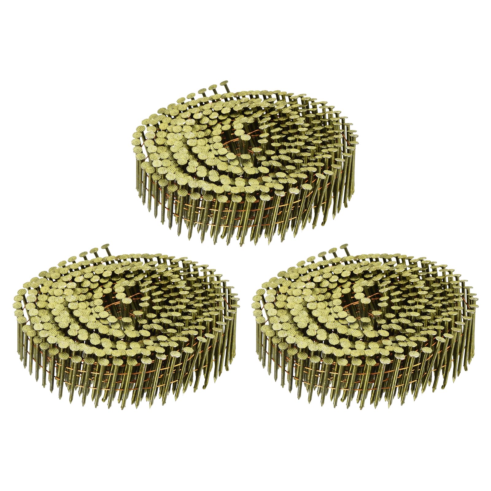 uxcell 1200 Count Siding Nails 1-1/4" x 0.075" 15-Degree Ring Shank Full Round Head Collated Wire Coil for Lath and Sheathing Materials