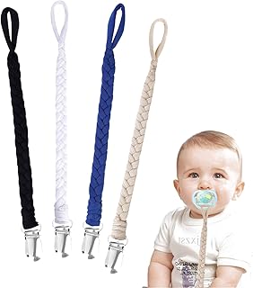 Schnullerkette Baumwolle Schnullerband Baby Schnullerketten für Neugeboren Mädchen und Jungs Lätzchen Dreieckstuch Sauger Schnuller 4 Stücke #2