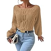 ZAFUL Women's Cropped Knit Sweater Boat Neck Long Sleeve Pullover Jumper Top