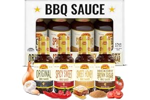 Country Bob's BBQ Sauce Variety Pack - Spicy Sweet, Original, Hickory & Brown Sugar, Sweet Honey, Savory Marinades for Grilling, Glazing, 18oz Each