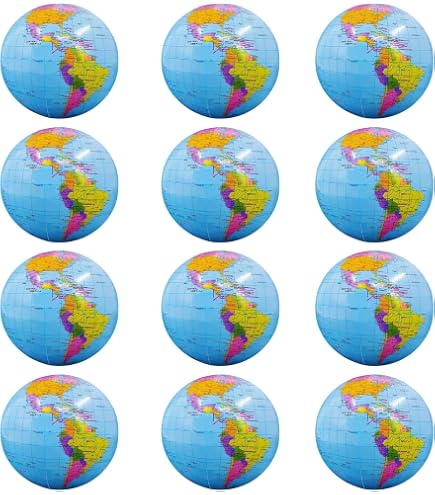 TOYANDONA - Lot De 3 Boules De Plage Gonflables Globe Terrestre - Jouets Éducatifs Pour Piscine, Apprentissage Géographie, Fête D'Été