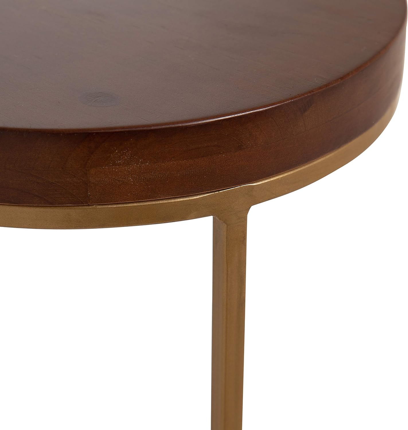 Kate and Laurel Espada Metal and Wood Nesting Tables 2 Piece Set, Walnut Top with Gold Base: Kitchen & Dining