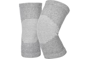 Gjinxi Bamboo Knee Compression Sleeve, Elastic Knee Brace for Men and Women, Knees Support for Running, Gym, Arthritis, Non Slip Compression Knees Sleeve for Swelling Breathable, Gray, Large