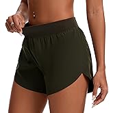 EZPERY Womens Mid Waisted Dolphin Athletic Shorts for Women 4" Lightweight High Split for Gym Workout with Liner Quick Dry