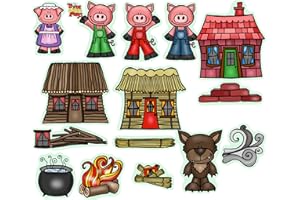 STORY TIME FELTS Three Little Pigs Story Set Flannel Felt Board Figures 14 Pieces PRECUT Plus Activity Pages Preschool Toddlers (Medium)