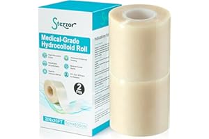 Hydrocolloid Roll Bandages, 2in x 10ft x 2Roll Medical Grade Tape, for Pimple, Wound, Acne. Waterproof Breathable Adhesive Ca