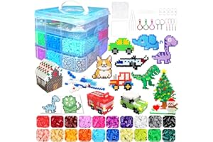 KIFHCMPR 11000 Fuse Beads Kit for Kids-20 Colors 5mm Bead Craft Set with Storage Box, Pegboard, Ironing Paper and Accessories, DIY Craft Kits, Arts and Crafts Set Toys Gifts for Girls & Boys Birthday Christmas