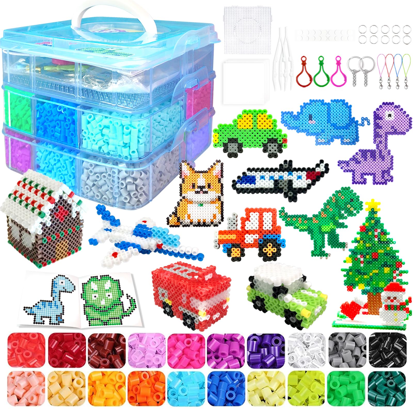 11000 Fuse Beads Kit for Kids-20 Colors 5mm Bead Craft Set with Storage Box, Pegboard,Ironing Paper and Accessories, DIY Craft Kits, Arts and Crafts Set Toys Gifts for Girls & Boys Birthday Christmas — image 1