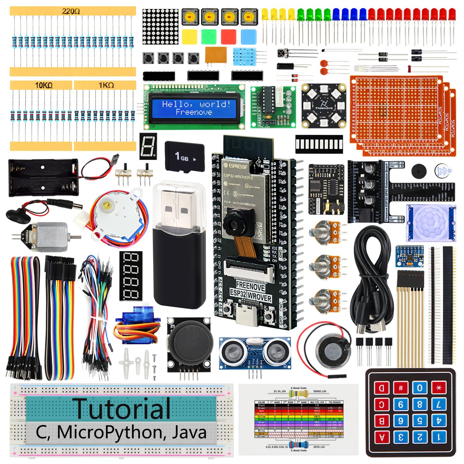 Freenove ESP32 Kit Dev CAM Board Ultimate Starter Kit, Dual-core 32-bit 240 MHz Microcontroller, Onboard Camera WiFi+BT, 795-Page Tutorial, Python C Java Code, 122 Projects, 240 Items