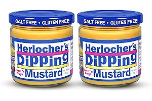 HERLOCHER'S DIPPING MUSTARD Herlocher’s Dipping Mustard – Pack of 2 | Sweet & Tangy Mustard Dip, 8 oz Jar | Gluten-Free, Salt-Free, Fat-Free | Perfect Pretzel & Snack Dip | Made in USA