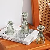Lysenn Glass Candle Stick Holder Set of 3 – Premium Taper Candle Holders for Romantic Ambiance - Candle Sticks Holder Decor for Special Occasions - Green