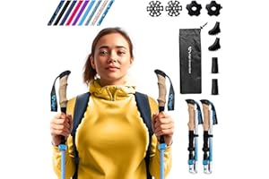 HIGH STREAM GEAR Walking Sticks for Men & Women - 14.5" Foldable Hiking Poles for Backpacking, Exercising and Traveling, Set of 2 Aluminum Nordic Collapsible Trekking Poles