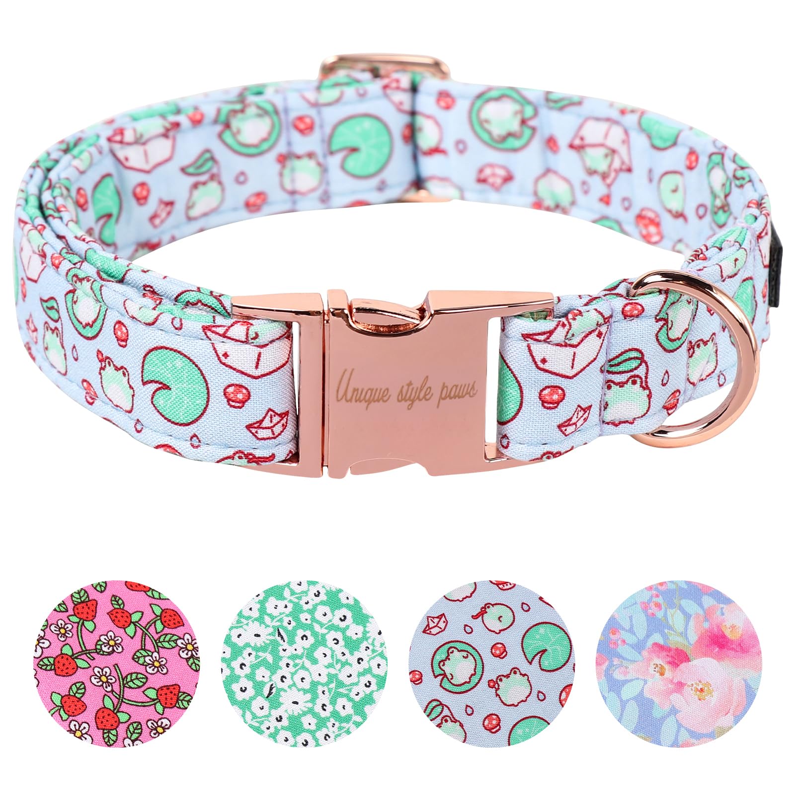 Unique style paws Summer Lotus Dog Collar Frog Puppy Collars Harnesses & Leads For Dogs Uk Soft Adjustable Cute Flower Comfortable Collars Pet Gift For Small Medium Large Dogs XL — image 1