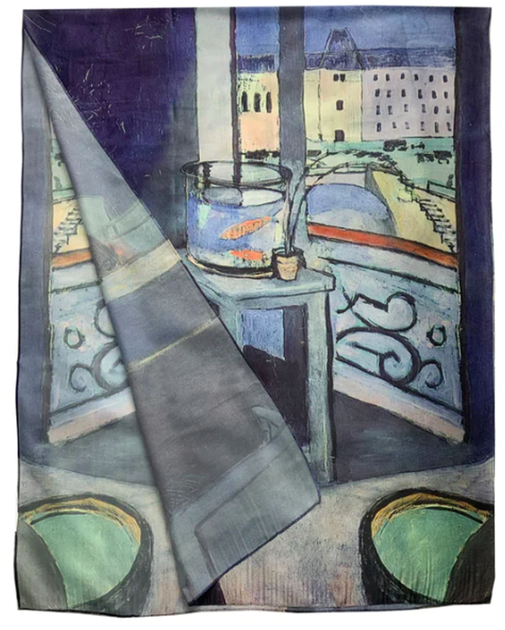 GFM® Women's Silk Blend Painting Or Art Based Summer Scarf (VSLK) (HenryMatisse-Goldfish)(FS-VSLK-3762-A) — image 1