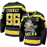 Tocament Mighty Ducks #96 Charlie Conway #99 Adam Banks #33 Greg Goldberg,90s Movie Ice Hockey Jersey for Men and Women