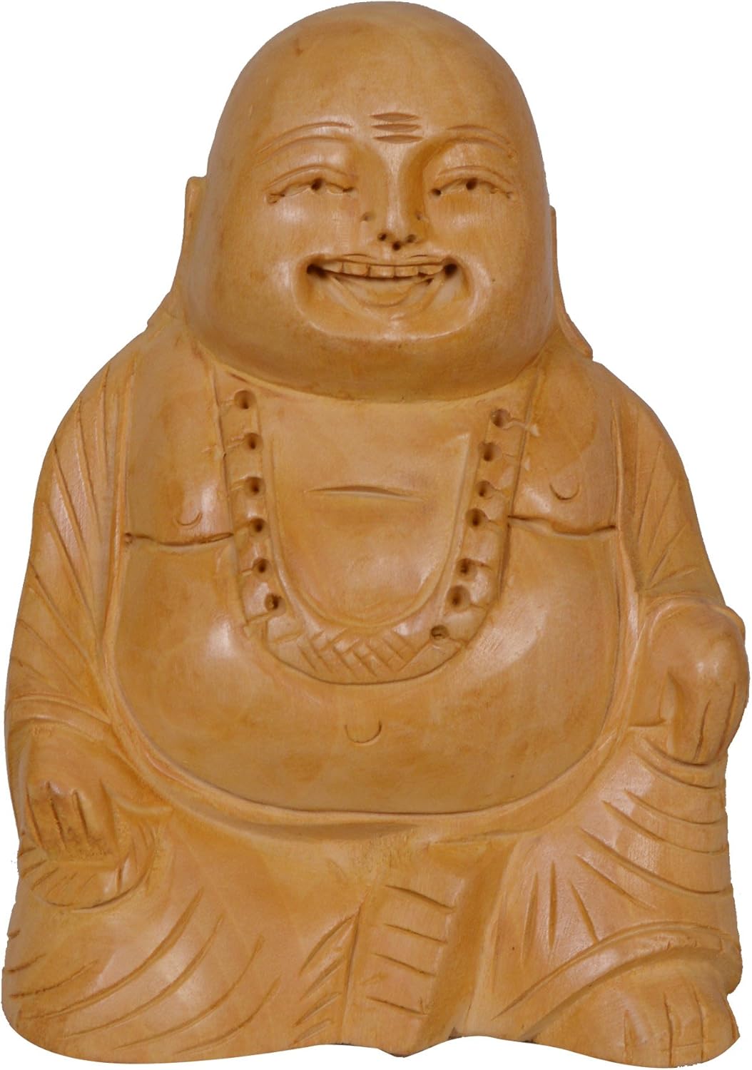 Sculpture and Figurine Wood Laughing Buddha Statue