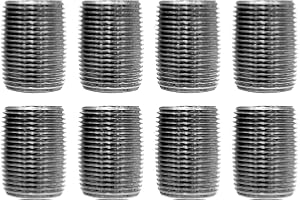 PIPE DECOR 3/4” x 1” Black Steel Plumbing Pipe, Pre Cut, Industrial Steel Grey Fits Standard 3/4 Inch Threaded Black Malleable Iron Fittings, Build Vintage DIY Furniture, 8 Pack