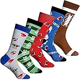 JaGely 5 Pairs Novelty Football Socks Sports Funny Casual Crew Socks Gift for Men Women Teens Multicolor