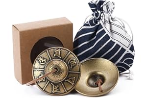 Homelavie Tibetan Tingsha Cymbals Meditation Chime Bells 2.5" Om Mani Padme Hum Brass Bell with Gift Box Drawstring Cloth Bag for Sound Healing, Yoga, Stress Relief Meditation Instruments