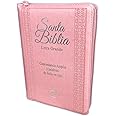 Biblia para Mujer con Cierre Letra Grande 12 puntos Concordancia Amplia Reina Valera 1960 rosada con indice