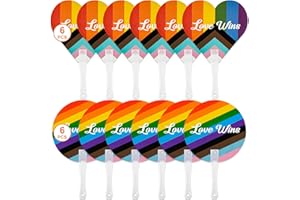 Blowata 12 PCS Pride Accessories, Progress Theme Handheld Fans, Love Wins Handheld Fan Bulk, LGBT Plastic Heart Shape and Round Hand Fan, Party Favor for Pride Parade Rave Essentials, Pride Fan