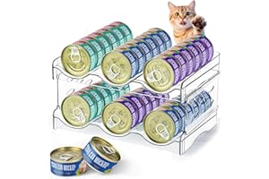 REFLYING Cat Food Can Organizer, Can Organizer for Pantry, Transparent Cat Food Storage Container Holds 36 (3.5oz) Cans, Canned Food Organizer and Storage for Countertop Kitchen Cabinet (2 Layers)