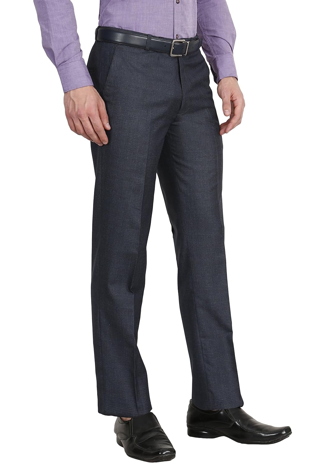 mchenry men's regular fit poly viscose checkered formal trousers