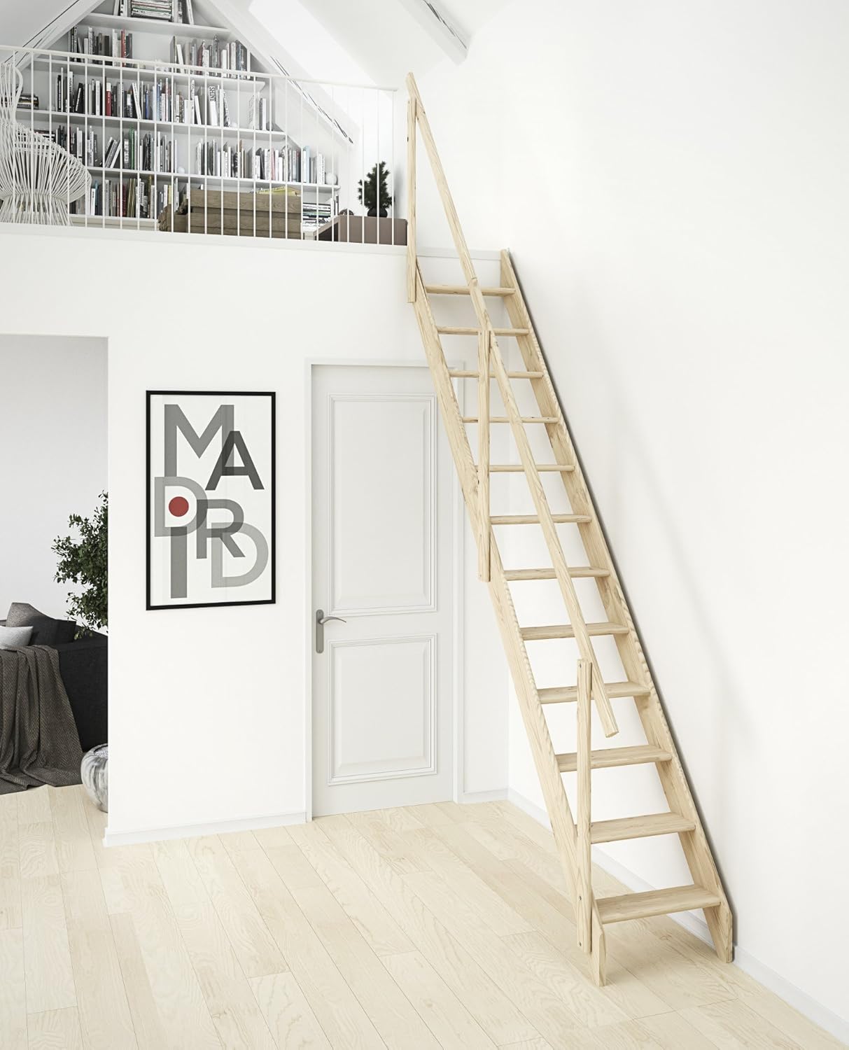 Suitable For A Floor Height Up To 2835mm Dolle Madrid Wooden Space Saver Staircase Kit Attic Ladders Diy Tools Cate Org