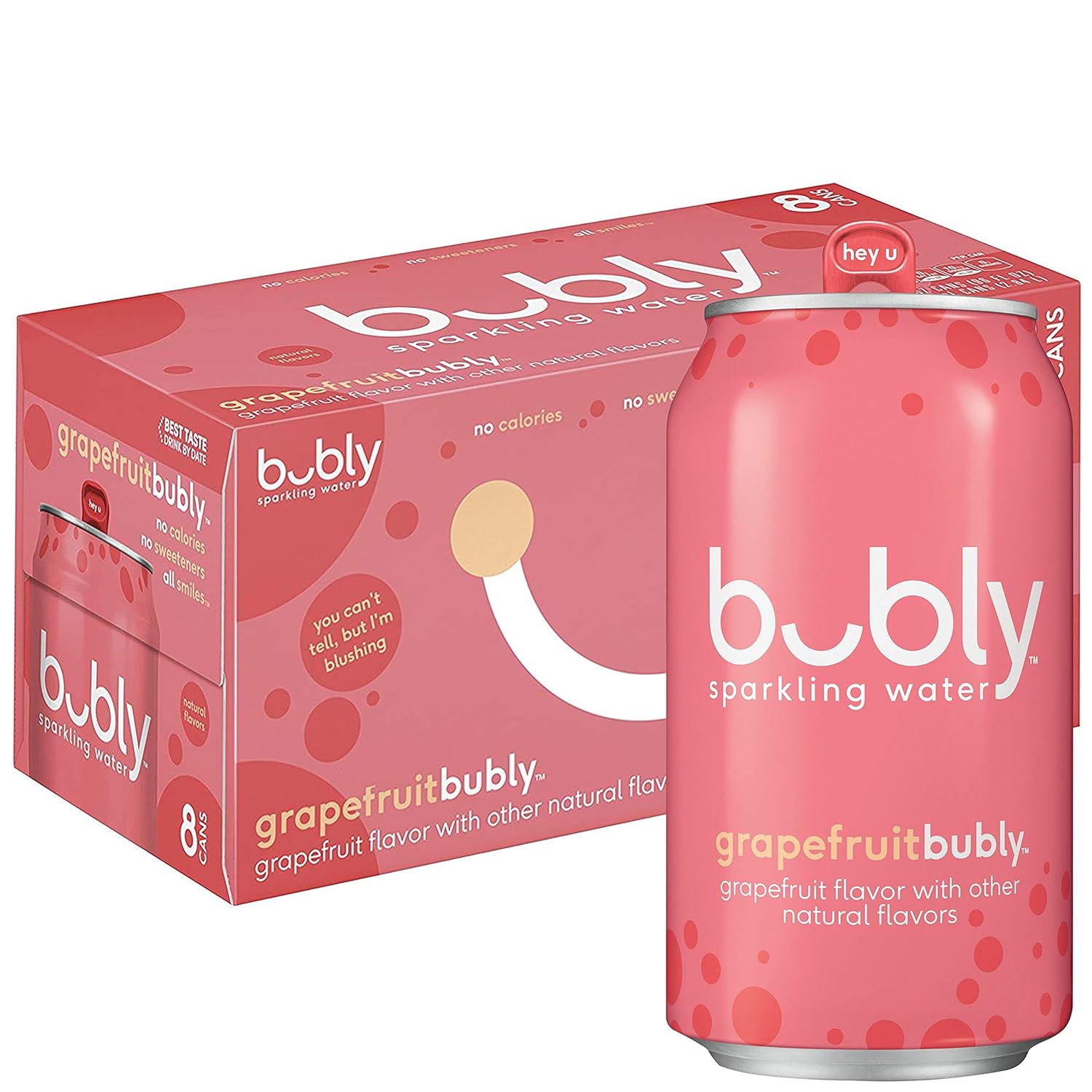 Bubly Sparkling Water, Grapefruit, 12 Fl Oz (pack of 8)