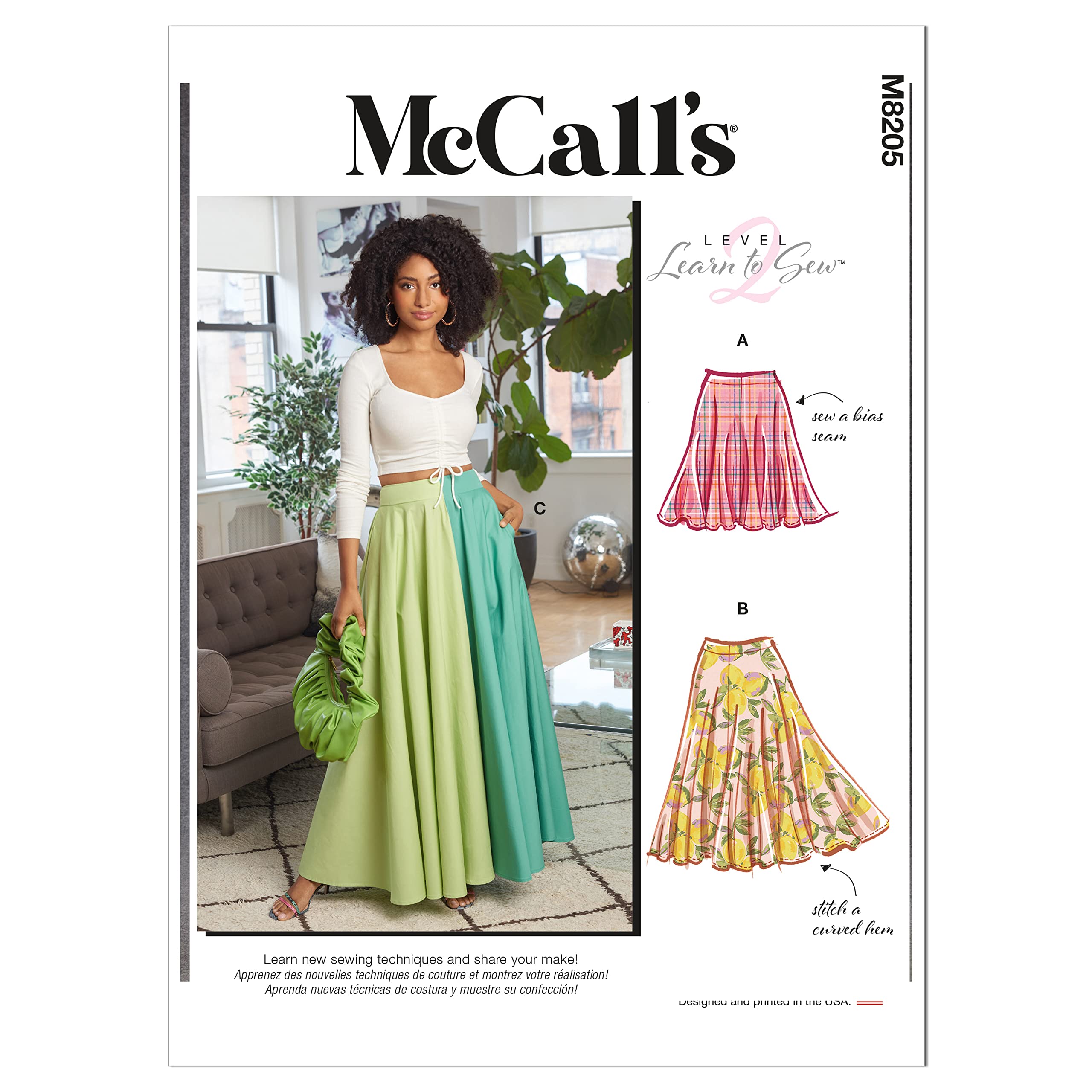 McCall's Sewing Pattern M8205Y Y (XS-S-M) Misses' Skirts