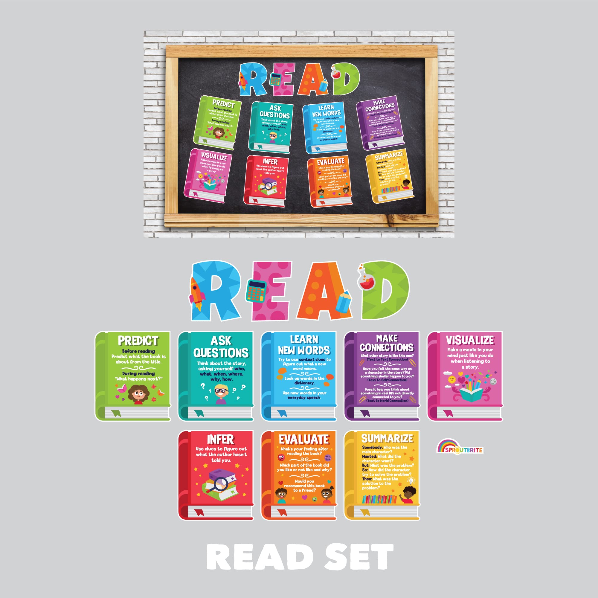 Mua Sproutbrite Reading Bulletin Board Paper Cutouts Classroom ...