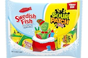 SOUR PATCH KIDS and SWEDISH FISH Mini Holiday Candy Variety Pack, 22 Snack Packs