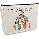 45th Birthday Gifts for Women Her, 45th Birthday Decorations Makeup Bags, 1981 Anniversary 45 Year Old Gift Ideas for Mom, Wife, Sister, Best Friends, Mothers Day, Small Cosmetic Travel Pouch