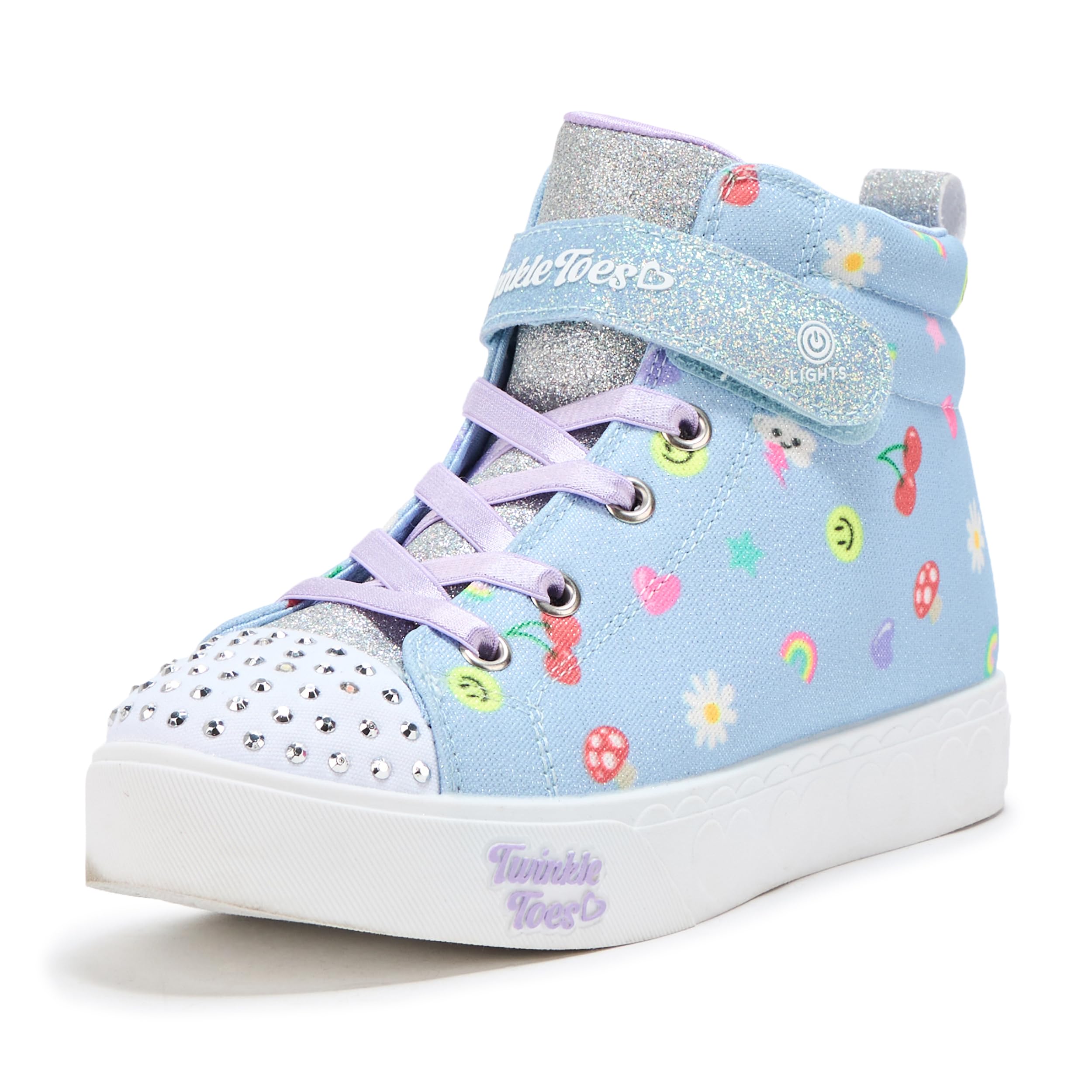 Skechers Kids Twinkle Toes Heart Steps Sneaker, Light Blue/Multi, 13 Little Kid