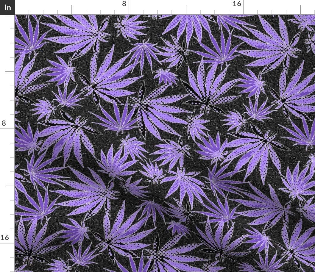 Spoonflower Fabric Leaf Purple Dots Marijuana Cannabis 420 Pot Grass Weed Printed