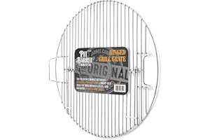 PIT BARREL COOKER CO. Pit Barrel Cooker Junior, Chrome Plated Durable Steel Grill Grate | Hinged Grate Barrel Smoker Accessory | Hang Meat and Grill Vegetables Simultaneously | for the 14" PBJ | Diameter 13 Inches