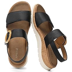 UBFEN Womens Flat Sandals Arch Support Open Toe