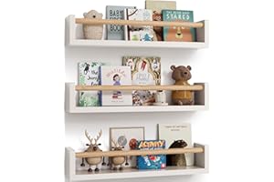 G&W Gruwald Nursery Book Shelves, Set of 3, Wall Bookshelf, Book Shelf for Kids Rooms, Wall Book Shelves for Bedroom Kids, Floating Shelf, Nursery Decor