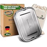 Blockhütte Stainless Steel Lunch Box I 27oz I with free sealing I Bento Box 3 Compartments, Leak-Proof Food Containers, Metal Lunchbox for Travel & Work, Eco-Friendly Meal Storage Solution