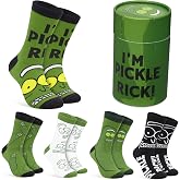 RICK AND MORTY Funny Calf Socks for Men &amp; Teens US Size 7-11, Pack of 5 Soft Casual Warm Socks, Pickle Rick Gifts for Men
