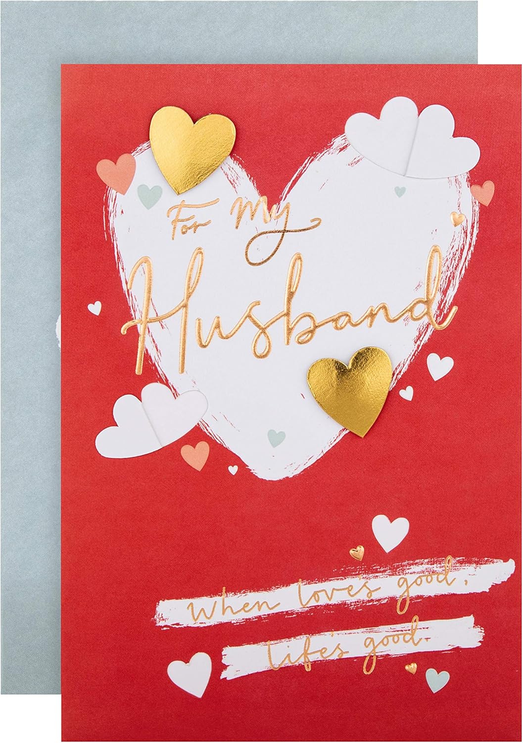 Hallmark Valentines Day Card for Husband Classic Heart Based Design, Red, Husband Simple Red Heart, 22.8 cm by 15.9 cm