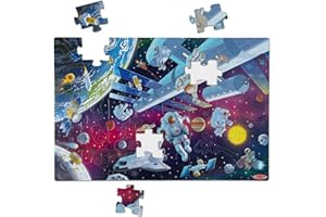 Melissa & Doug Outer Space Glow-in-The-Dark Cardboard Jigsaw Floor Puzzle – 48 Pieces, for Boys and Girls 3+ - FSC-Certified Materials