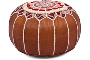 Marrakesh Gallery Bohemian Unstuffed Moroccan Pouf Ottoman, Round Ottoman Foot Rest, Handmade Bean Bag with Large Storage - Cover Floor Chair for Living Room, Bedroom - Ideal as Wedding Gifts