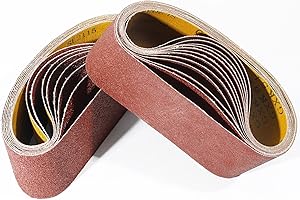 GEKUVIX 3x21 Inch Sanding Belts, 20 Packs Belt Sander Paper 40/60/80/120/150/240/400 Assorted Grits Abrasive Belts for Belt Sander, Aluminum Oxide Sanding Belt (3x21 inch)