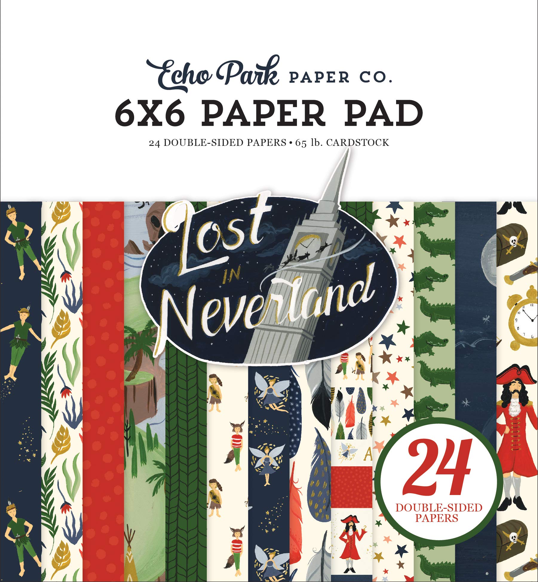 ECHO PARK PAPER COMPANY Neverland Paper PAD 6X6, Navy, Green, Red,Gold, One Size