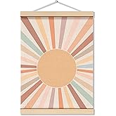 ZNGFON Boho Sun Poster Hanger Frame, Bohemian Sunshine Canvas Wall Art Posters with Wooden Frames, Abstract Minimalist Wall Hanging Room Door Decor Decorations for Bedroom Living Room, 12x16 Inch