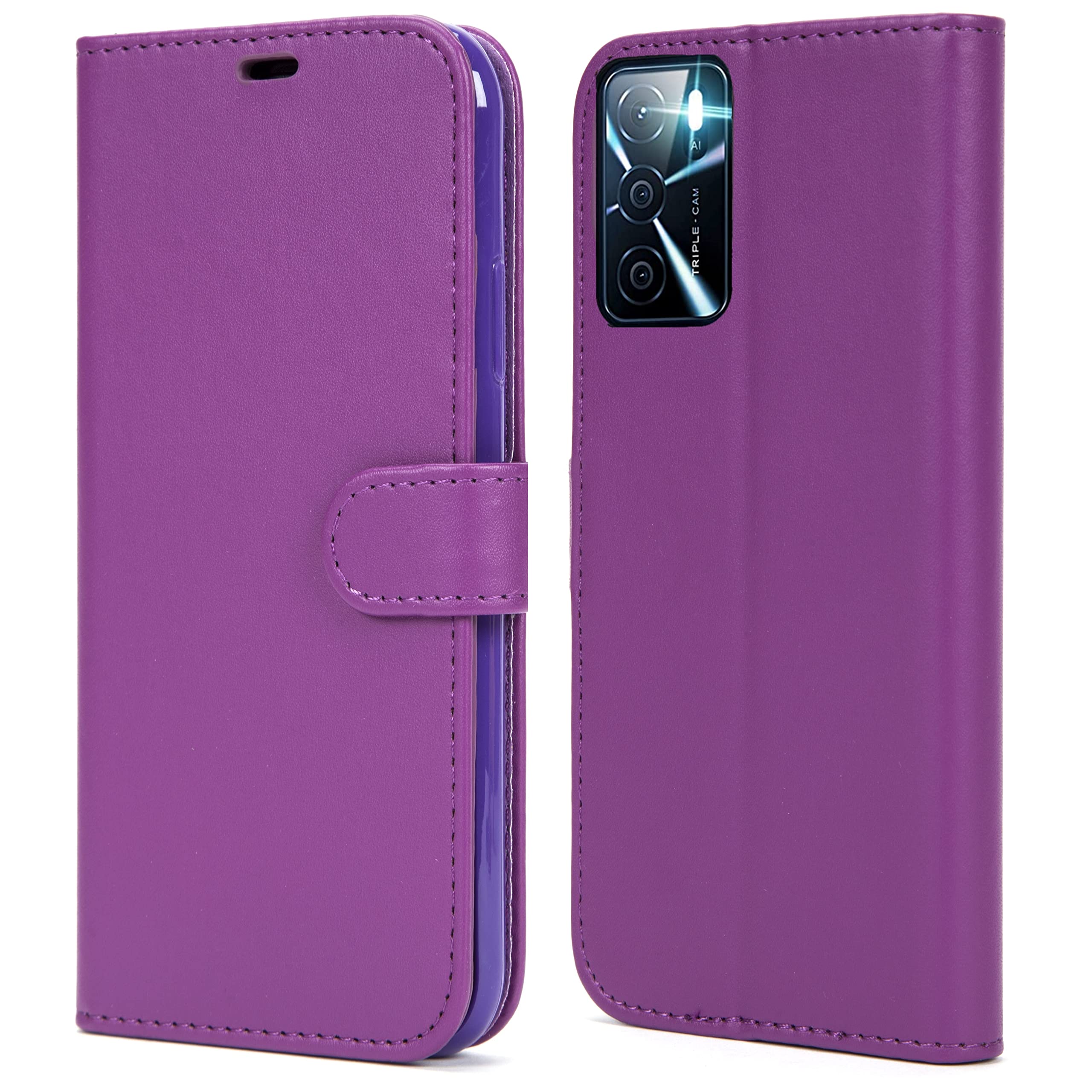 AMAZE!UK Phone Case For Oppo A54s, Oppo A16s Flip Book Phone Case with Kickstand,Full Protection Case with Magnetic Closure fit for Oppo A54s, Oppo A16s (Purple)