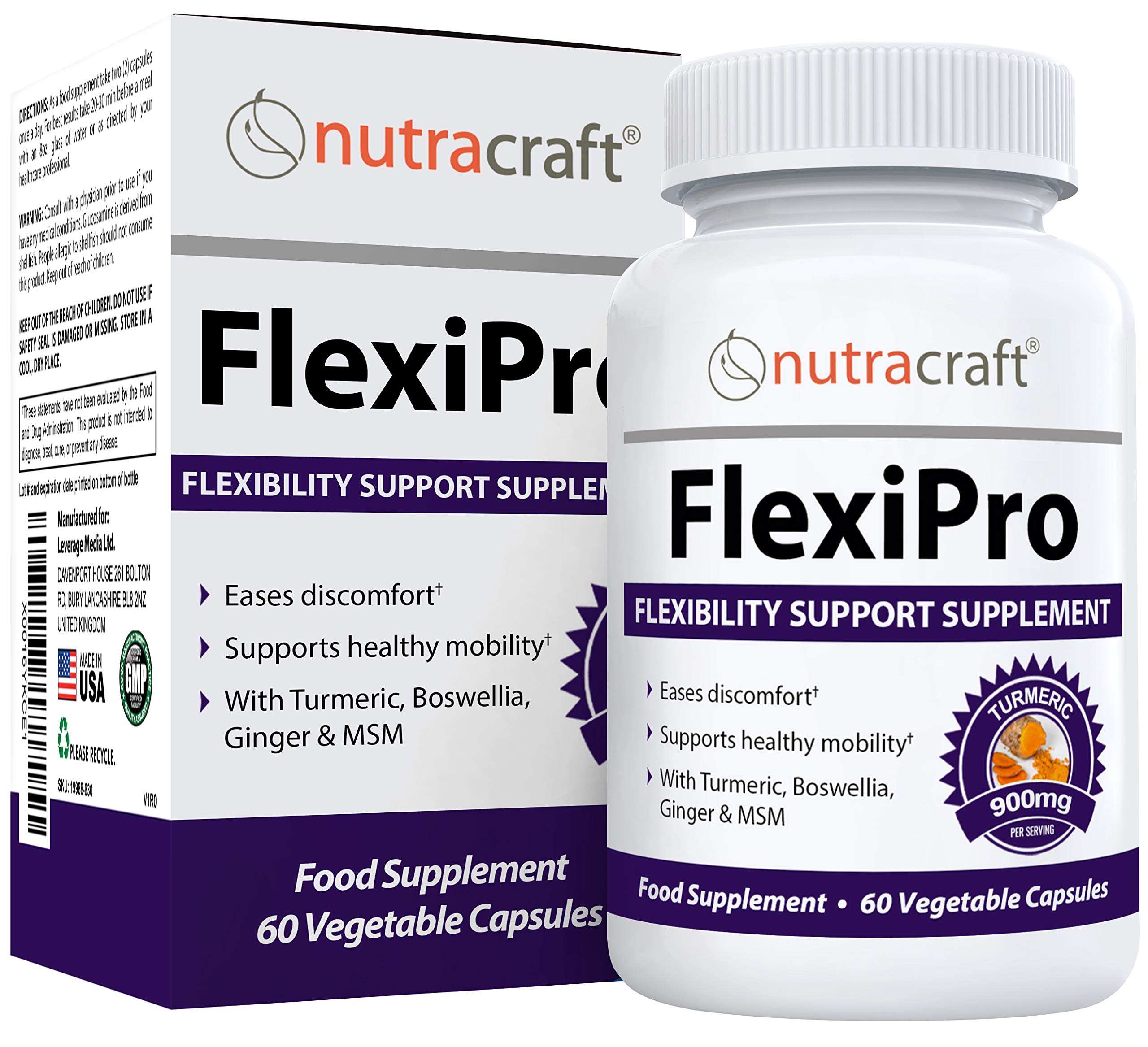 FlexiPro #1 Natural Pain Supplement | 11-in-1 Stiffness, Mobility & Flexibility Support | Turmeric, MSM, Ginger, Chondroitin, Boswellia & Bromelain | 60 Vegetable Caps